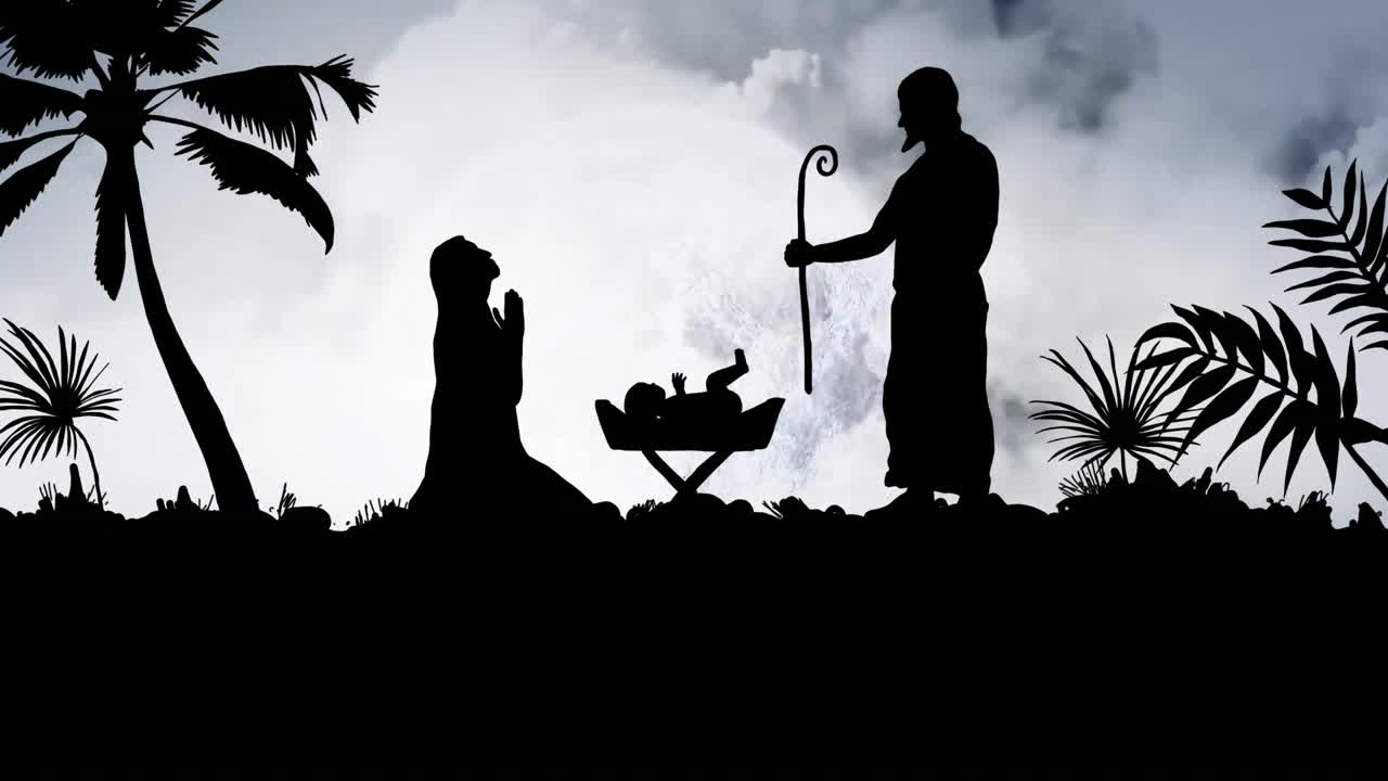 겨울 풍경 배경에서 크리스마스 크리스마스 풍경 위의 구름의 애니메이션