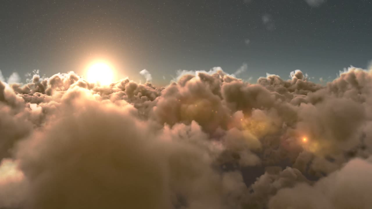 nubes de humo y luz solar brillante