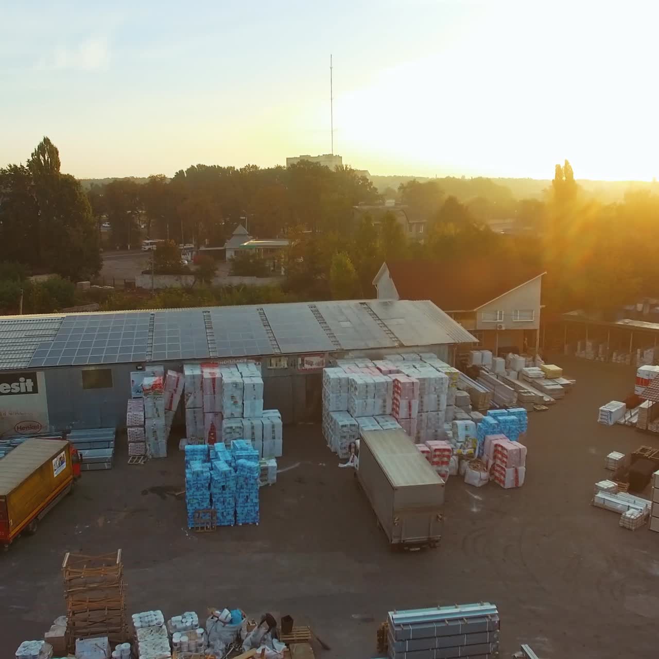 vista aérea del almacén de mercancías