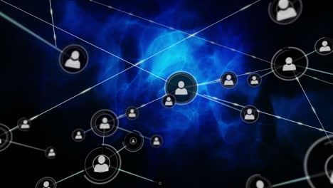 connectors moving and blue smoke on black background
