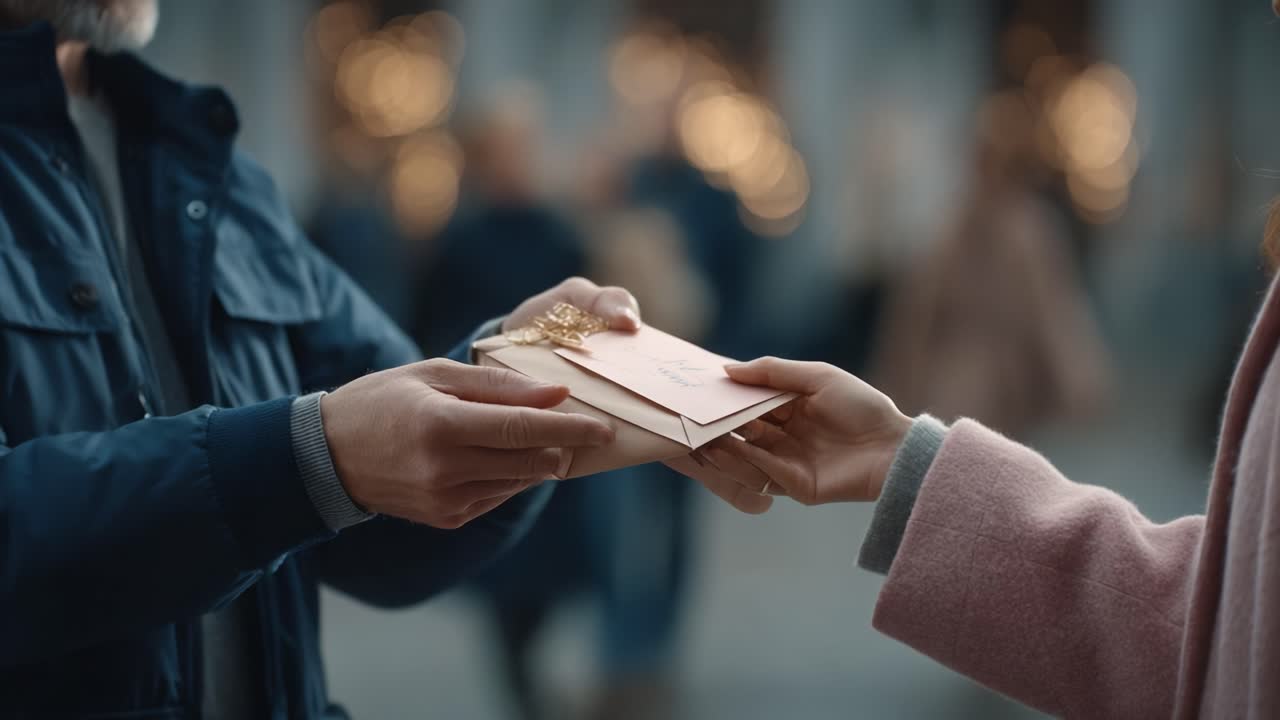 A Heartfelt Exchange: The Moment of Gift Giving Captured in a Beautiful Setting Filled with Warmth and Joy, Celebrating Special Connections Between People