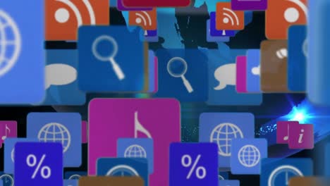 animación de iconos de medios en todo el mundo
