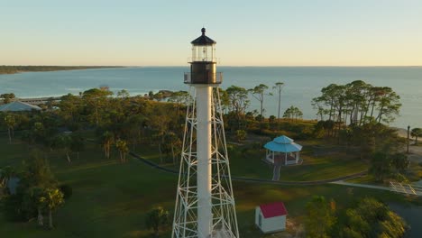 slow aerial orbit of the cape san blas lighthouse in port st