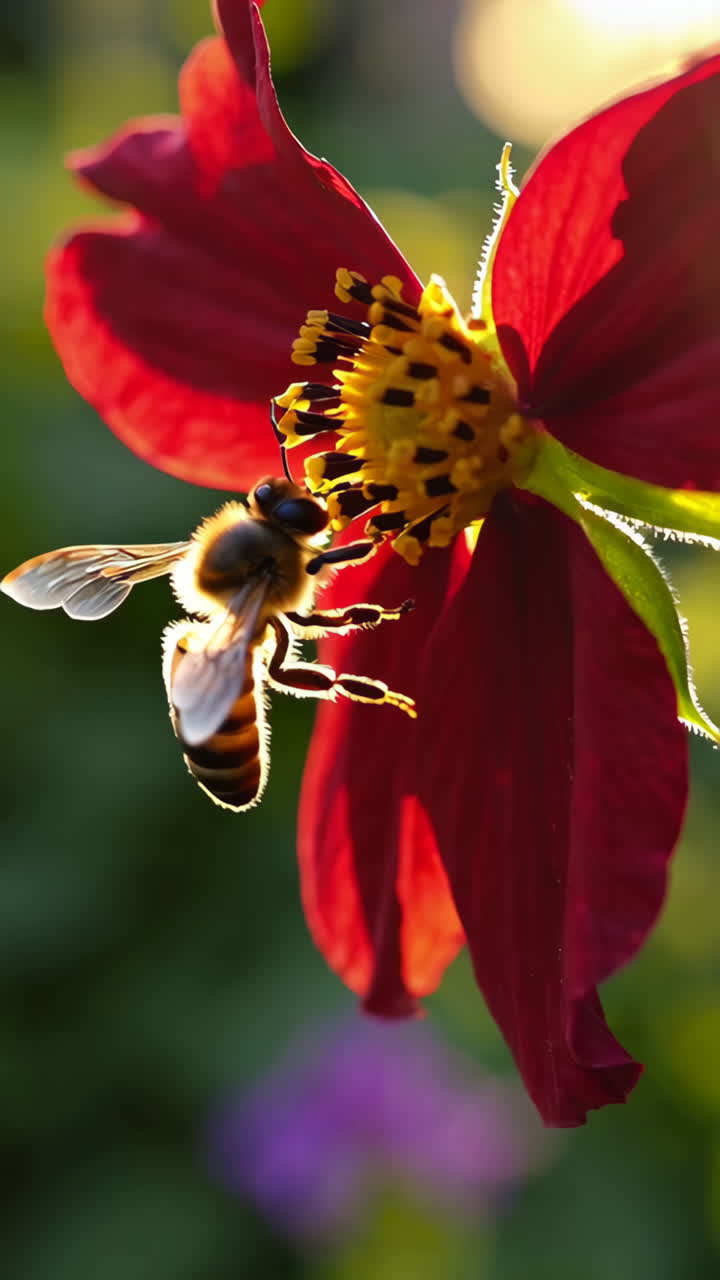 Bee on a Red Flower