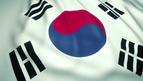 waving realistic south korea flag in 4k, loop animation