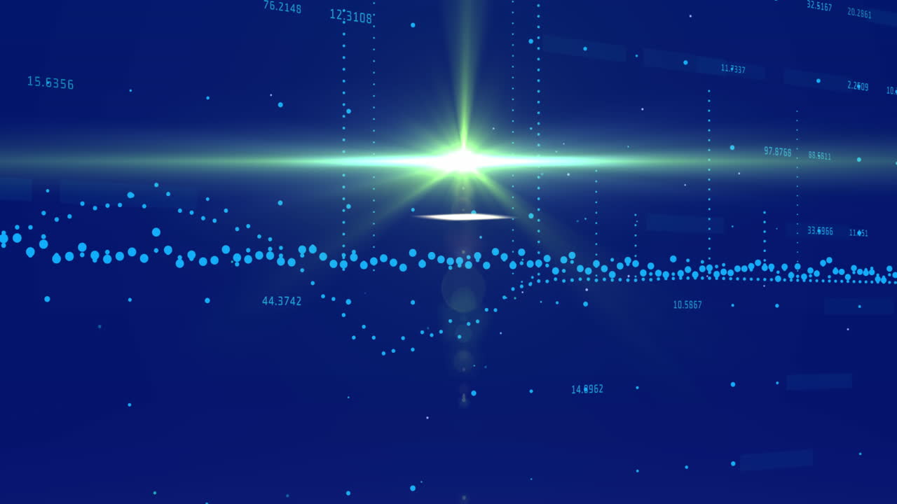 파란색 배경에 있는 금융 데이터 처리의 애니메이션