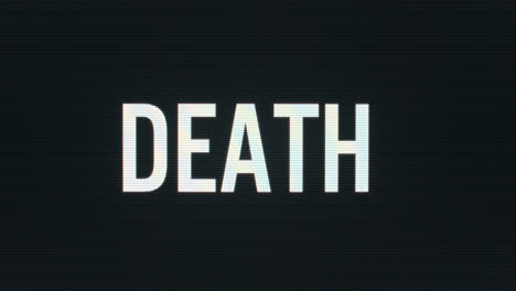 closeup of death being typed onto vintage computer monitor with blinking cursor