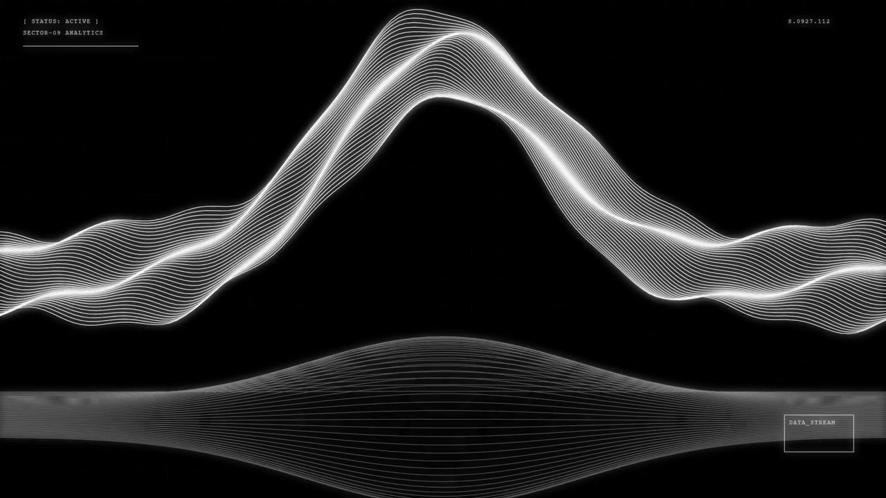Abstract Digital Data Waveform Visualization on Black Background