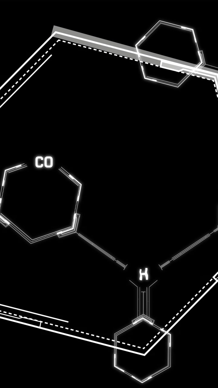 Animation of data processing and shapes on black background