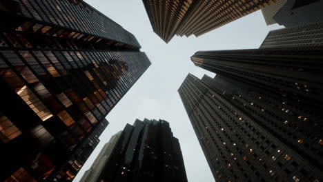 bottom view of modern skyscraper in business district