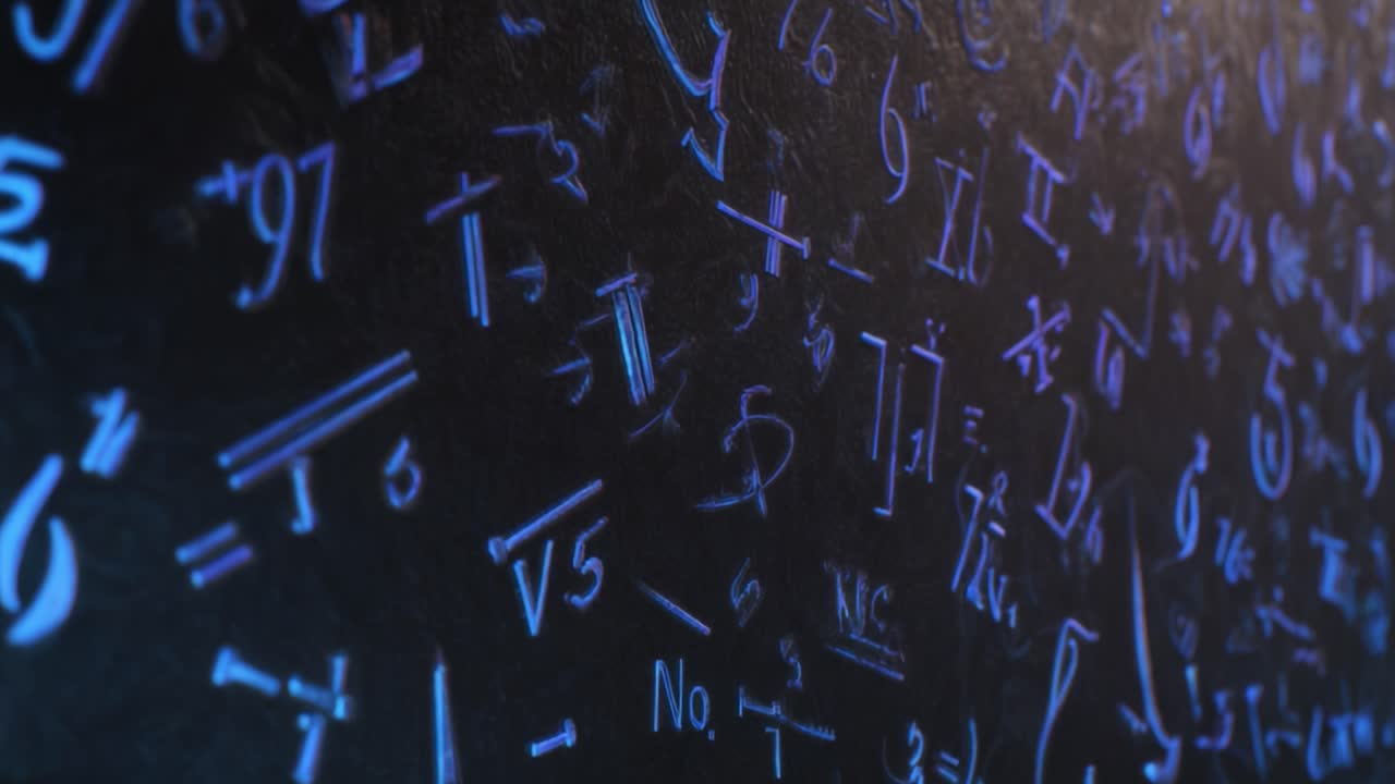 Exploration of Mathematical Formulas and Symbols Illuminated on a Dark Background Unveiling the Complexity of Mathematical Concepts and Theories Through Visual Representation