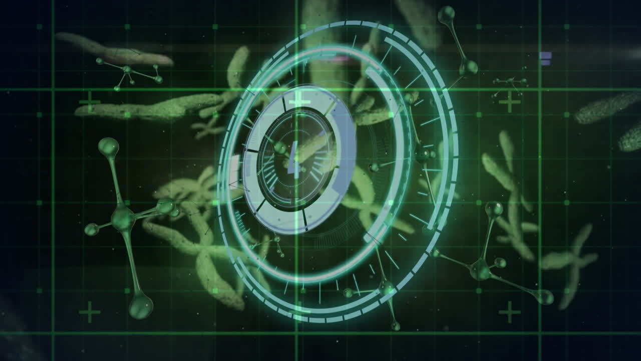 animación de la exploración del alcance sobre las células del virus