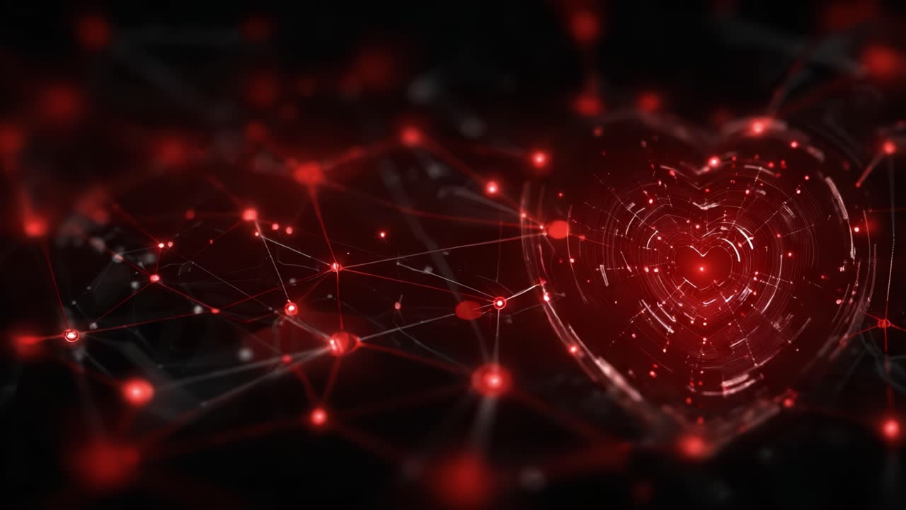Dynamic Visualization of a Heart Pulse and Network Connection Representing Love, Technology, and Data Interaction in a Digital Age