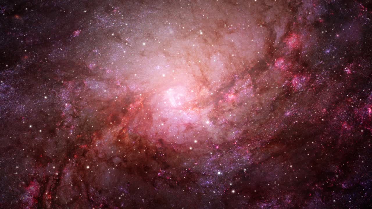 Seamless loop space Travel in the Central Region of Spiral Galaxy M83. Messier 83, Southern Pinwheel Galaxy in the constellation Hydra. Endless Nebula and Space flight into Galaxies in Deep Space.