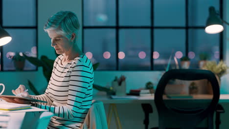 senior, mujer y diseñadora gráfica trabajando