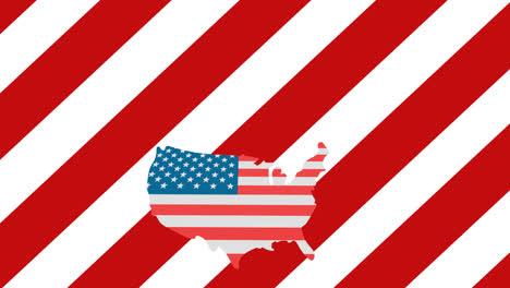 Animation-of-usa-coloured-with-american-flag-over-american-flag