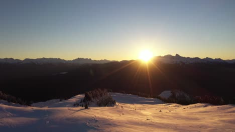 amazing sunset over the mountains in whistler area, canada