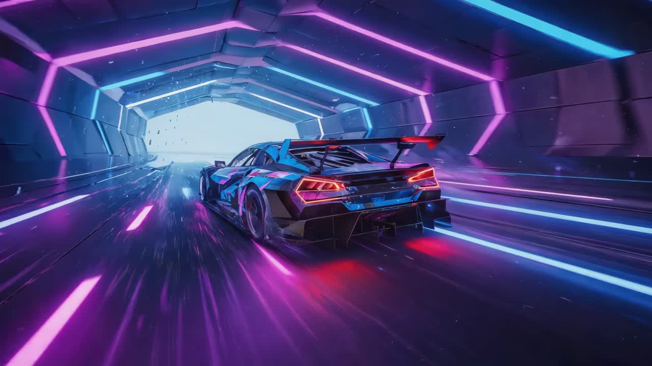 Tunnel Futuristico al Neon per Auto