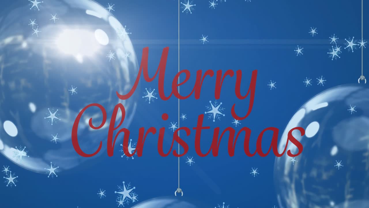 크리스마스 축하 문서의 애니메이션 블루 배경에 크리스마스 바울 위에.