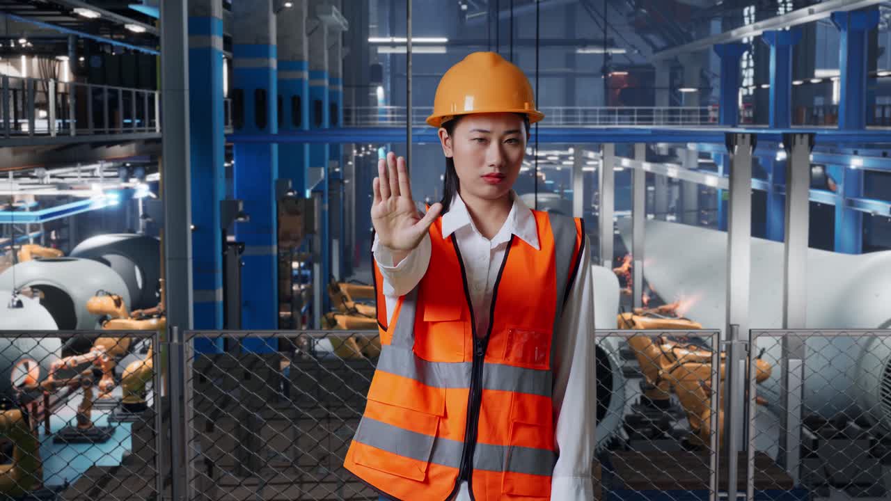 공장 노동자 신호 정지