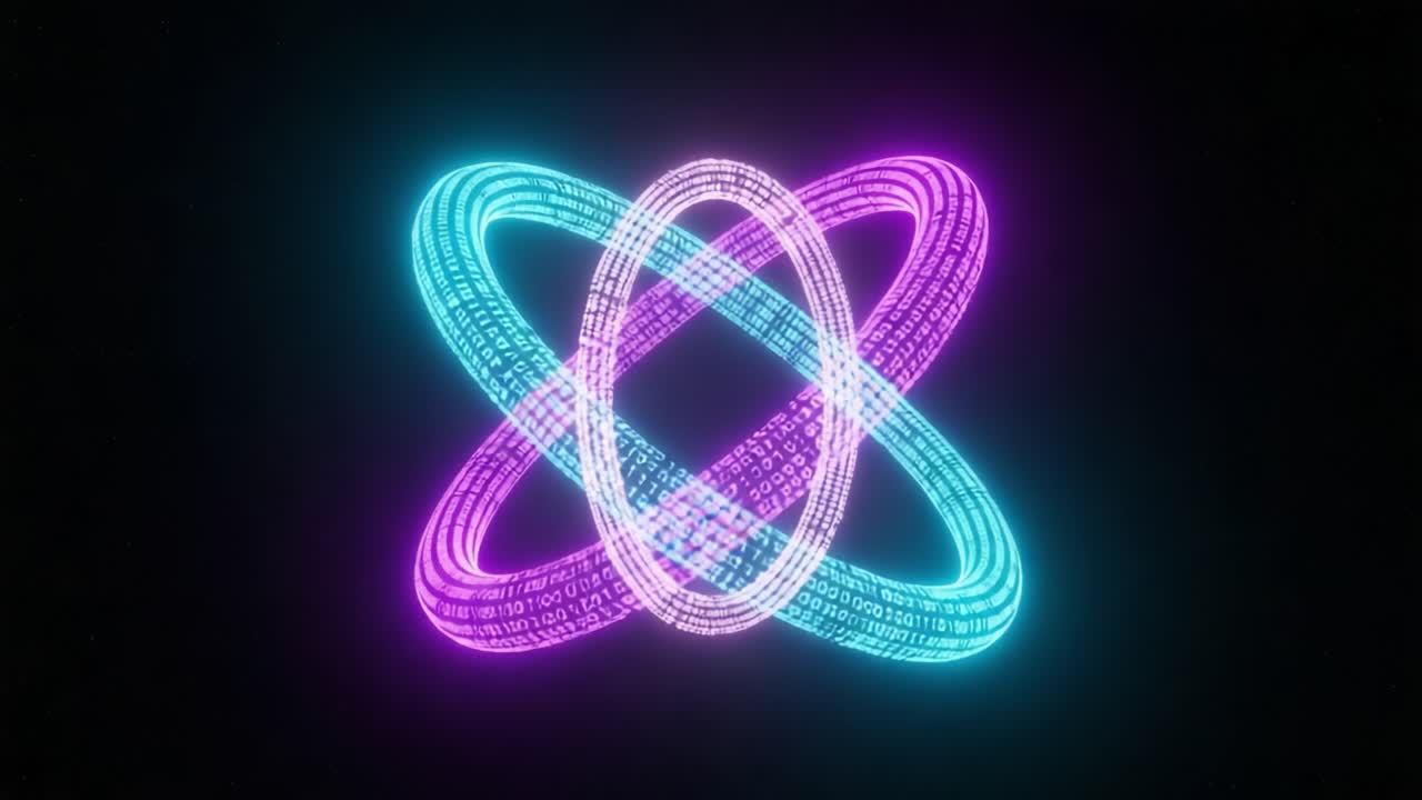 Dynamic Fusion of Colorful Binary Rings Representing Abstract Data Visualization and Quantum Computing Concepts in a Digital Realm