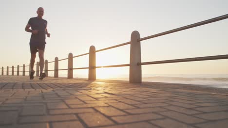 senior man running on the promenade