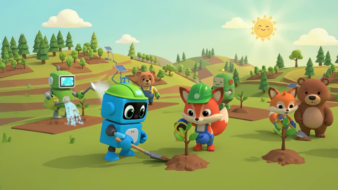 Animated Characters and Robots Planting Trees for Forest Recovery ...