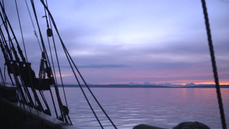 1700s sailing ship underway at sunrise