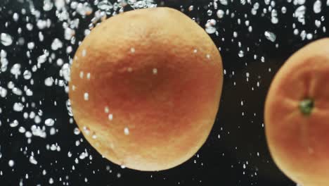 video of oranges underwater with copy space over black background