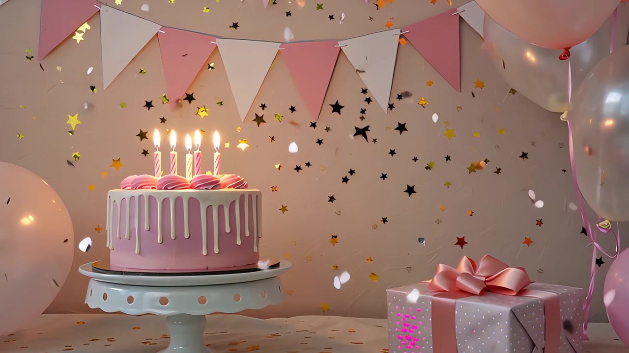 Sfondo di compleanno con palloncini 4K