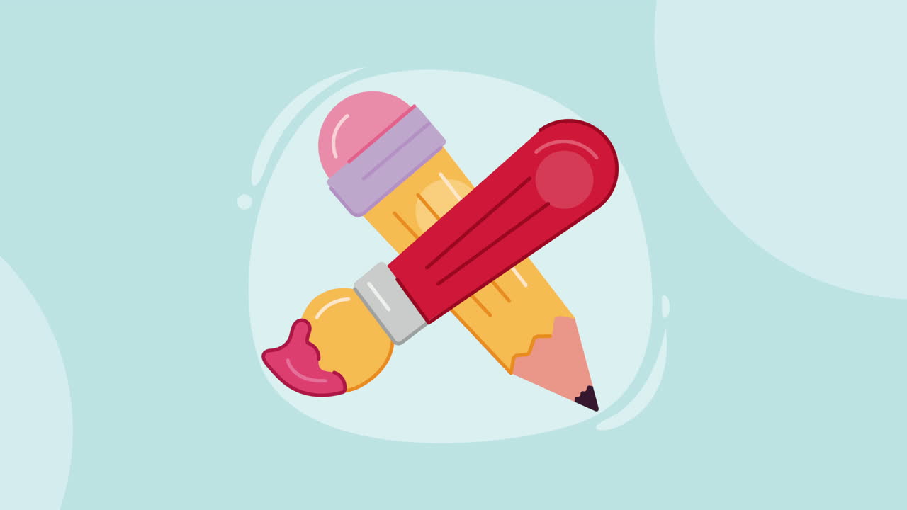 페인트 브러쉬 애니메이션으로 연필 그래파이트