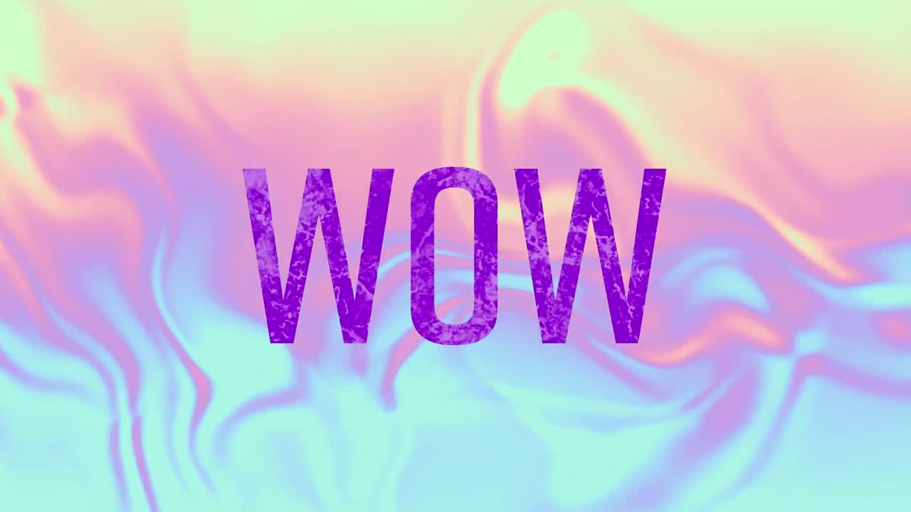 모양 위에 와우 텍스트의 애니메이션