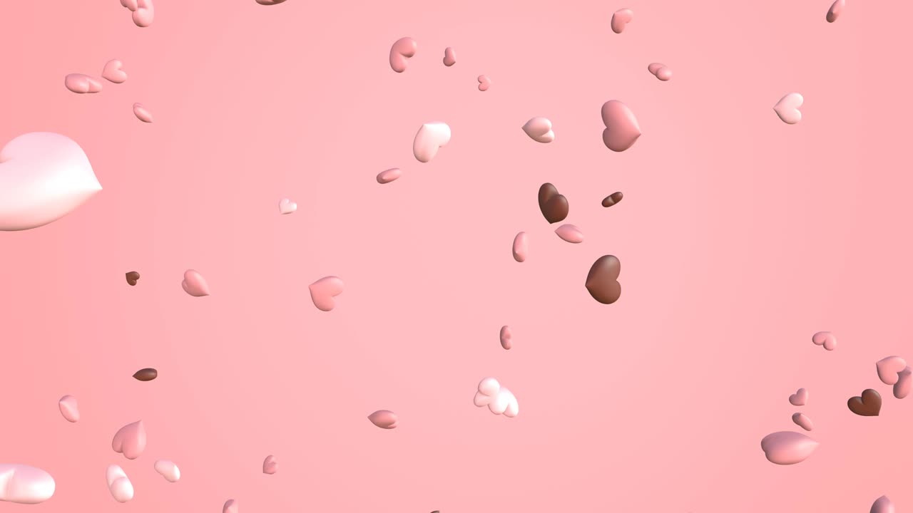 심장 모양의 콘페티, 분홍색 배경