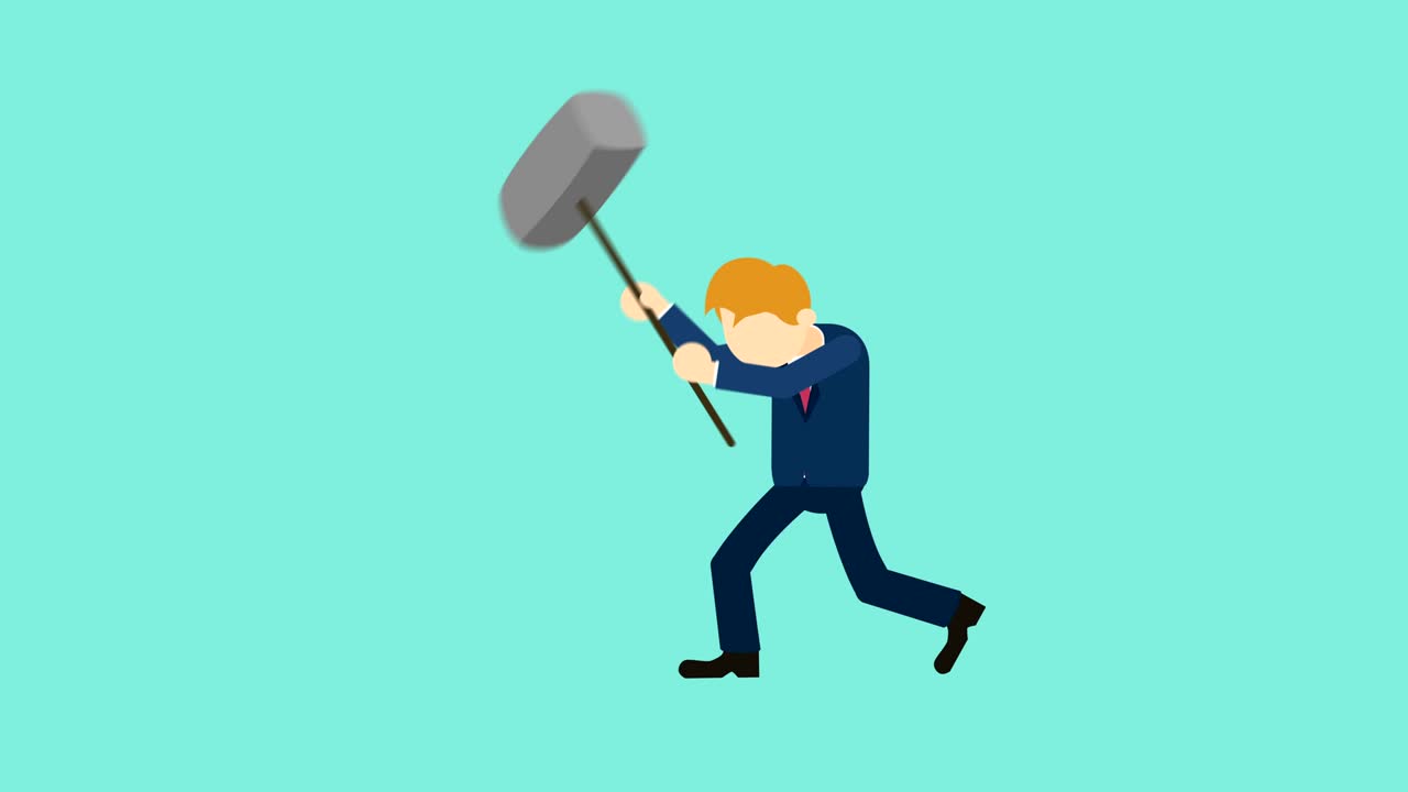 벽을 깨는 사업가: 자유와 도전 개념: 평평한 스타일의 루프 일러스트레이션