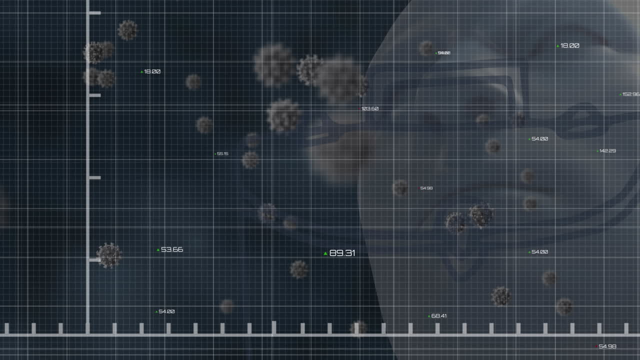 animación del procesamiento de datos sobre las células del virus
