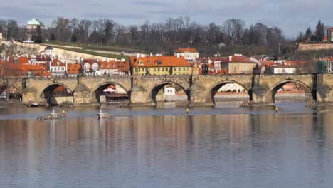 Charles-Bridge-on-the-Vltava-River,-Prague,-Czech-Republic