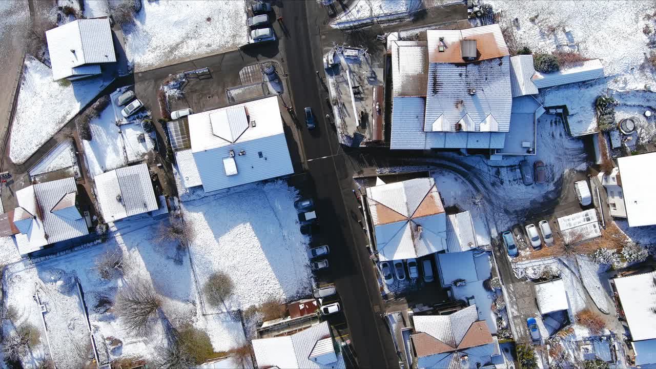 Top Down View Over Village as Train Moves | Lauterbrunnen Switzerland, Swiss Valley in Alps Drone, Europe, 4K