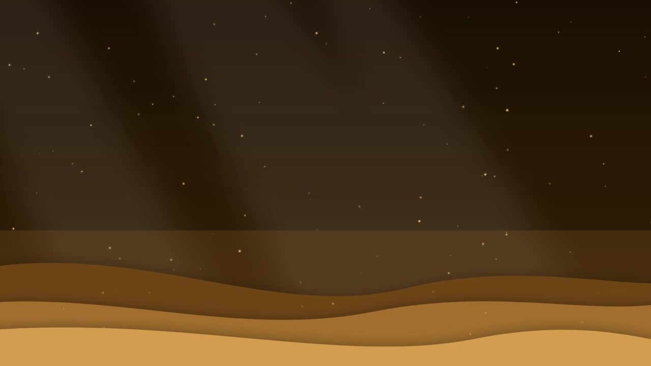 Paesaggio desertico astratto in stile papercut con particelle fluttuanti
