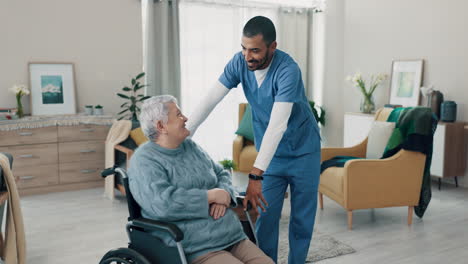 Wheelchair,-senior-woman-and-caregiver-talking