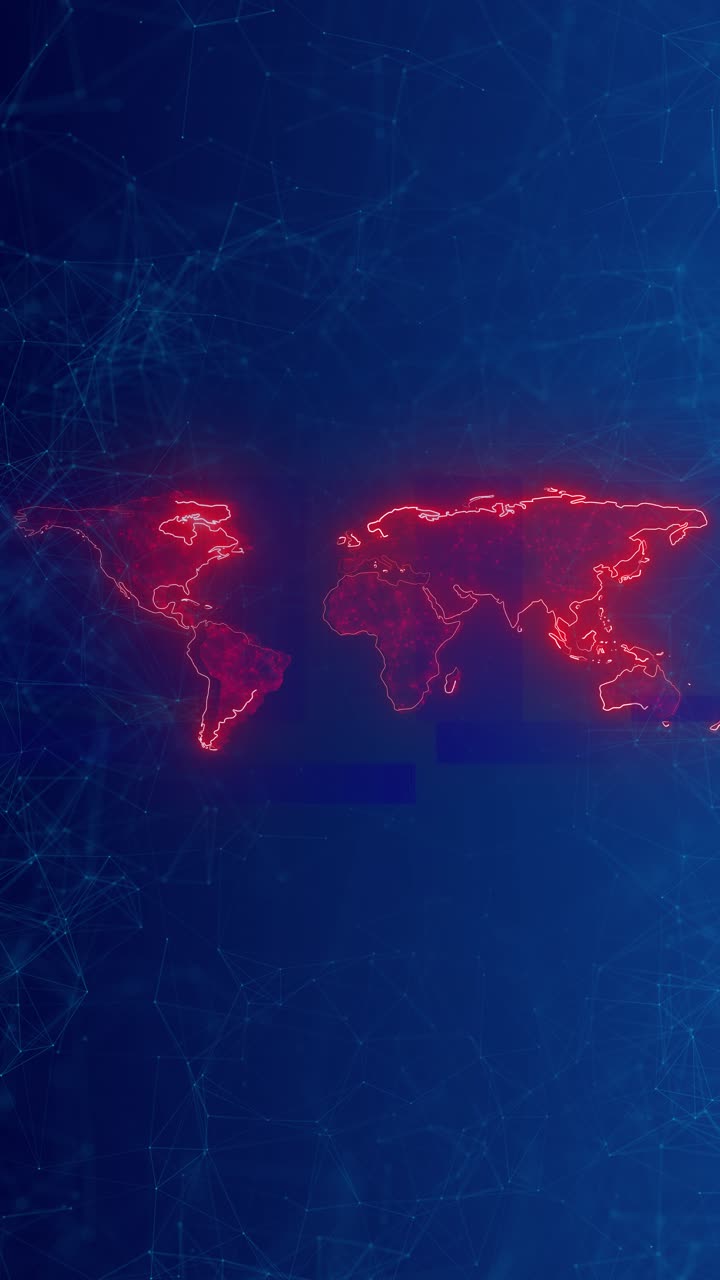 Red digital technology futuristic internet network abstract world wireframe digital technology map