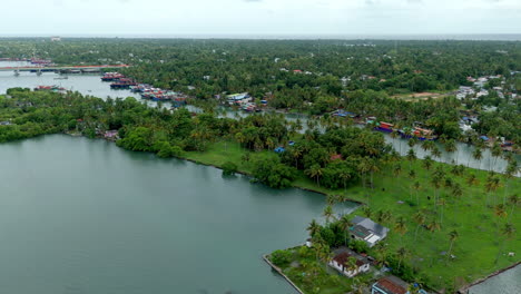 kollam islands in ashtamudi lake sambranikodi and surrounded islands drone shots