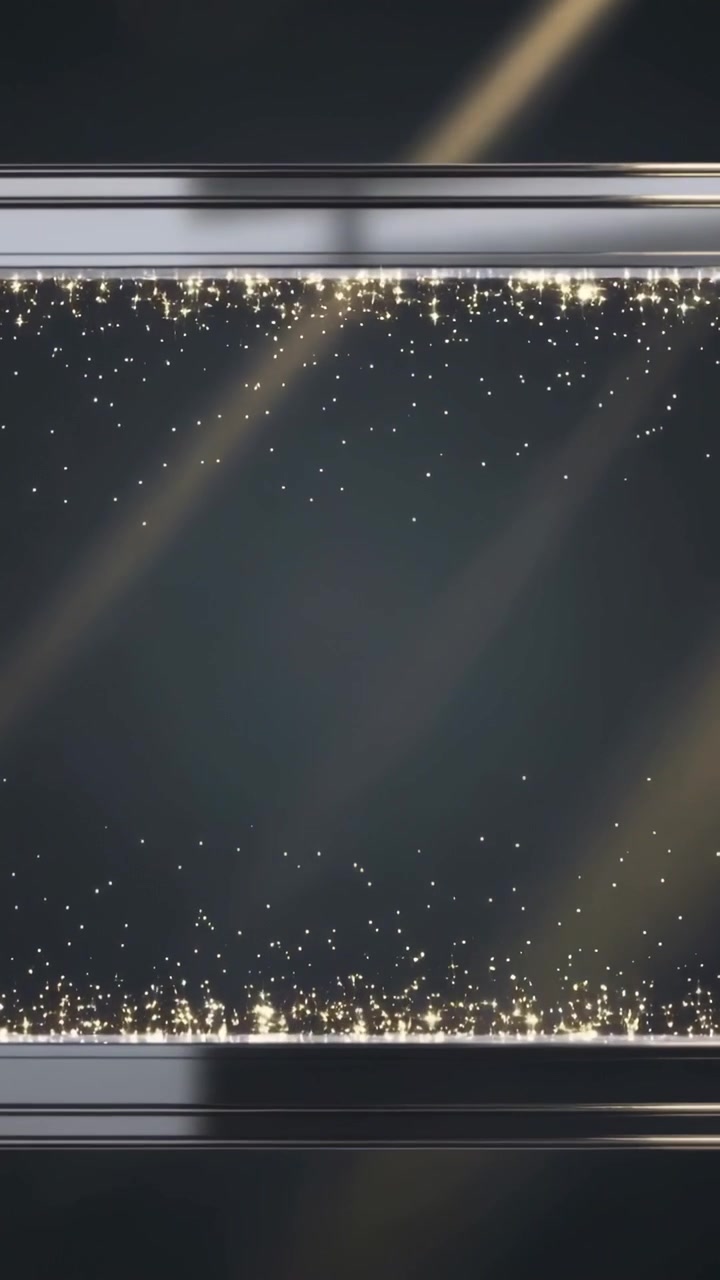 Vertical video: Gathering sparks, studio panel drifting as gold beam sweeping rails for glow