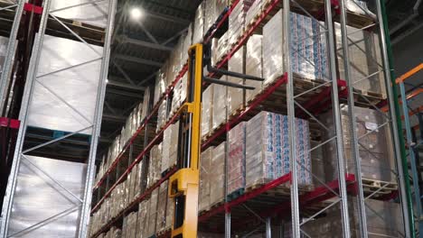 warehouse operations with forklift and high rack storage