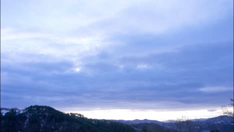 sunrise in the mountain in winter, time lapse