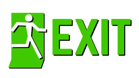 green exit icon sign animation loop