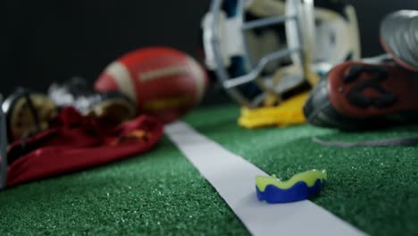 Various-sports-equipment-on-artificial-turf-4k