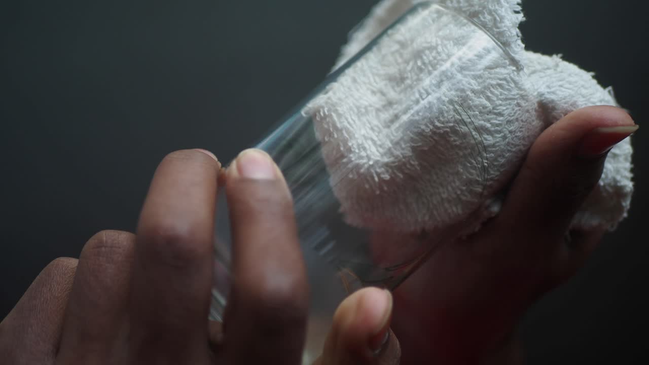 Cleaning a Glass with a Towel