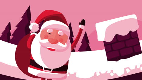 merry christmas animation with santa in chimney