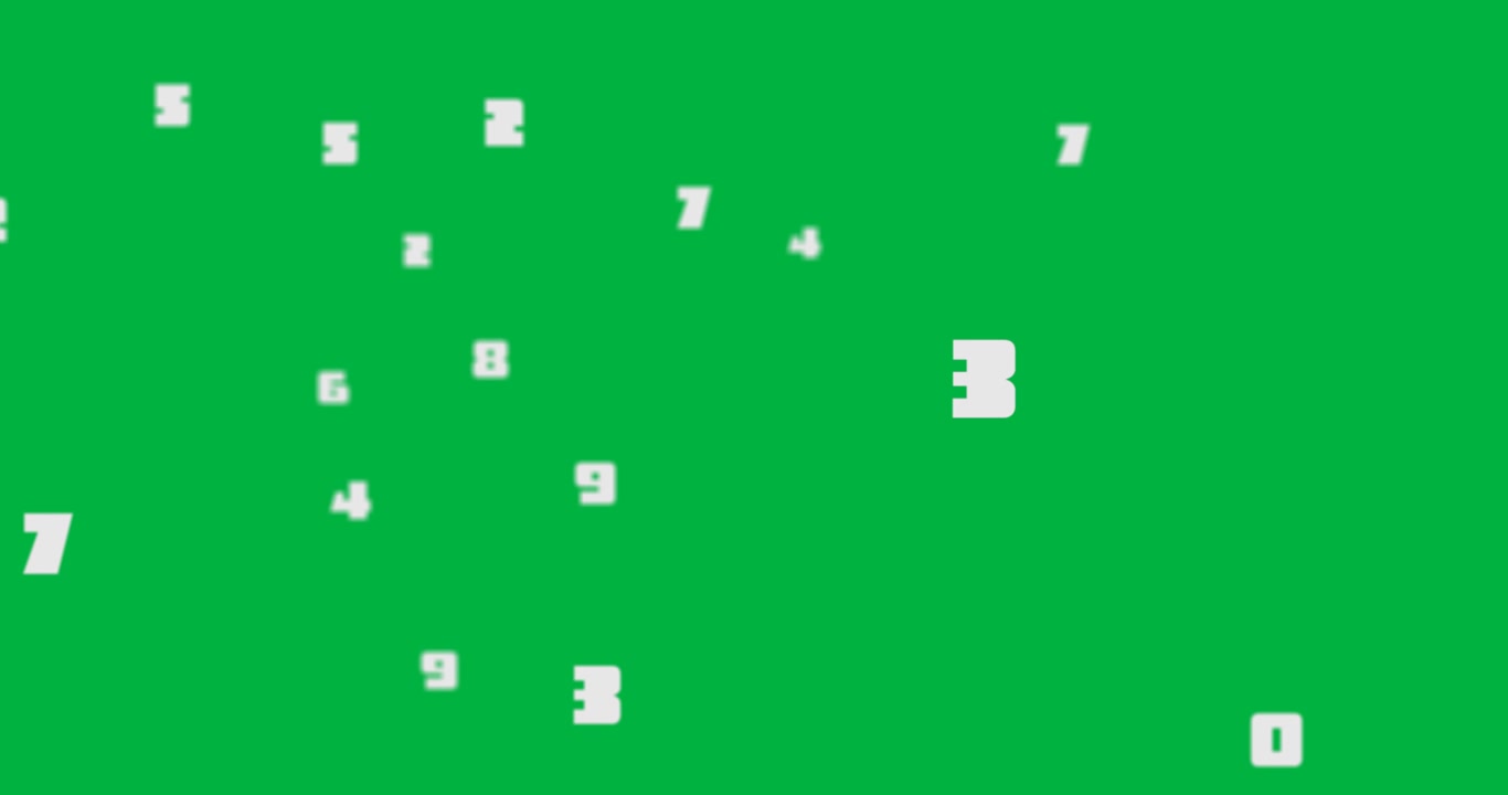 Multiple white numbers rising growing changing animation.