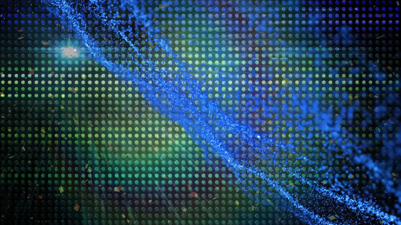 Animazione di polvere e glitter blu che si muovono su uno sfondo con luci